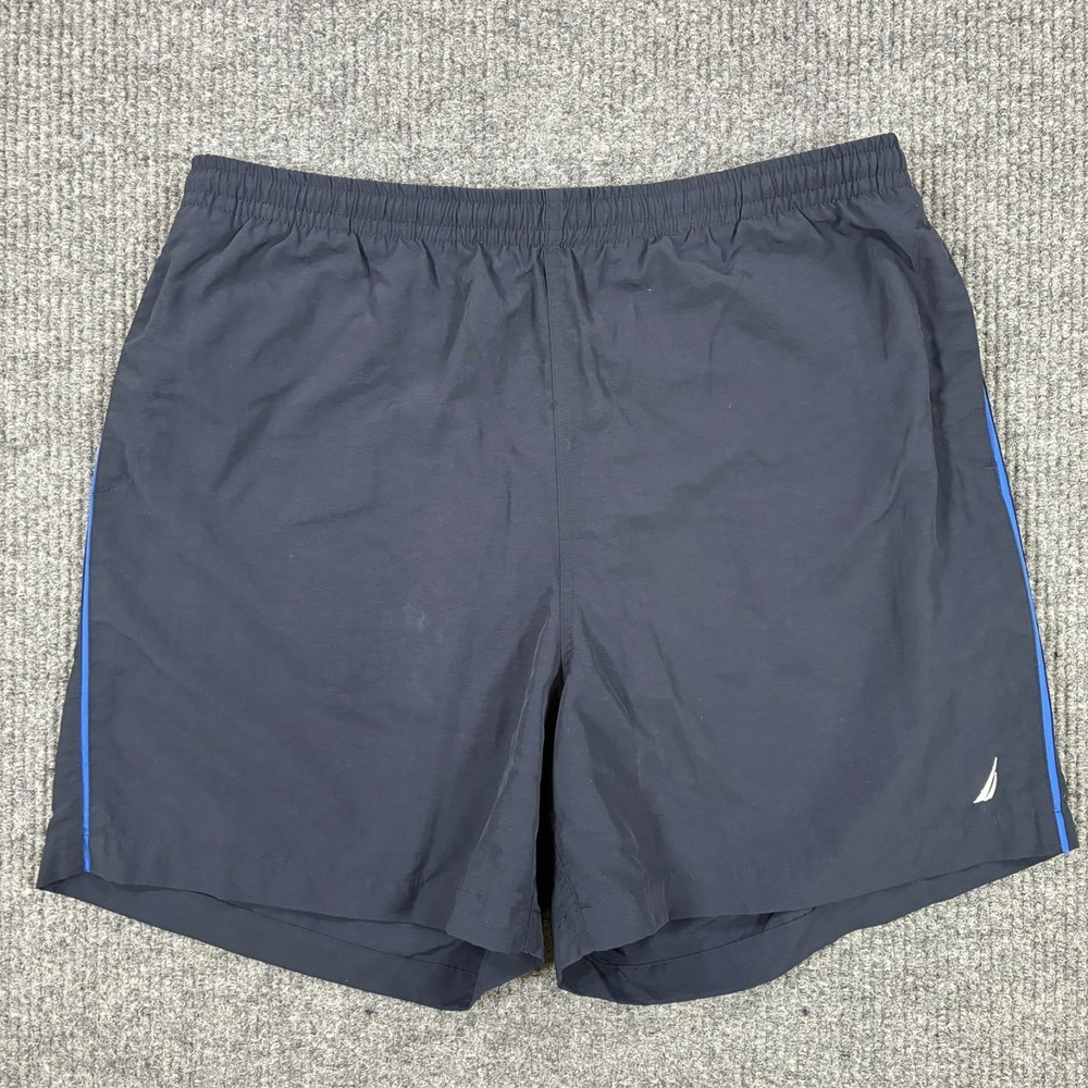 Nautica Mens Swim Trunks XL Navy Blue Mesh Lined Nylon Board Shorts Quick Dry